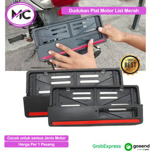 Dudukan Plat Nomor Motor List Merah Universal Cover Pelindung Bahan Plastik Untuk Semua Jenis Motor
