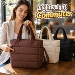 Tote Bag Large Capacity Padded Lightweight Shoulder Bag Multi Pocket Laptop Work Travel Commuter