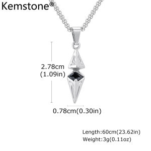 Kemstone Hip Hop Mens Stainless Steel Rhombus Pendant Necklace with Zircon