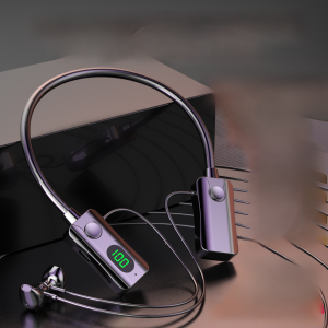 Hanging neck sports bluetooth long range ear return digital display wireless K song headset
