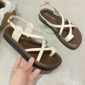 Sandal dây mảnh nữ đế bằng quai cài quai chéo xinh xắn