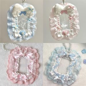 PRETTY MJ Lolita Plush Card Holder DIY with Ribbon Lace Photocard Case Sweet Anime Photo Protector Case Card