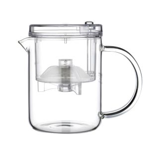 MNTT Heat-resistant Glass Teapot with Filter Glass Filter Separation Fair Cup High Quality Short Spout Clear Tea Pitcher Teaware