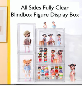 Acrylic Fully Transparent Display Case Blind Box Lego Popmart Storage with Rack Shelf