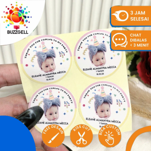 Sticker Bulat Ulang Tahun Anak Stiker Ultah Free Design Template Happy Birthday Chromo Buzz Gell