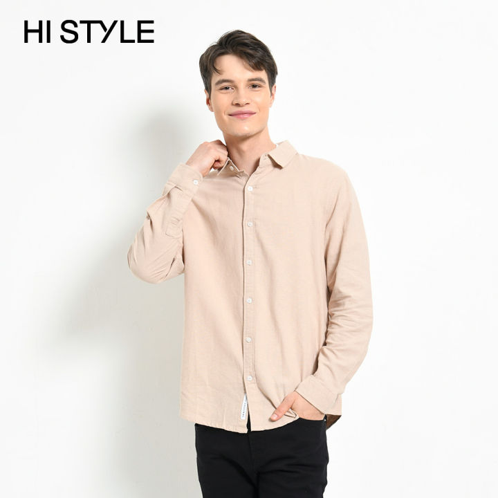 HI STYLE Men Long Sleeve Shirt - Khaki - HSE410310 / Kemeja Lengan Panjang Lelaki - Khaki