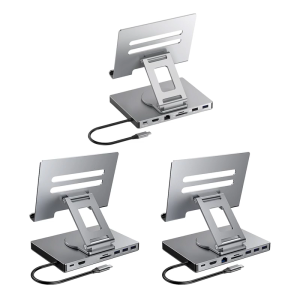 Adjustment Height USB C Docking Station Aluminum Stand 1000Mbps Ethernet PD100W Charging Foldable Heat Ventilation