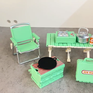 Realistic Miniature Camping Gear Collection with Foldable Chair And Table Furniture For Doll House Picnic Scene Decors
