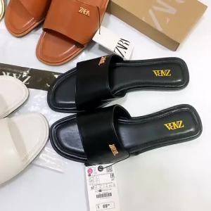 Best-Selling ZA In Stock New Summer Flat Sandals With Simple Letter Metal Buckle Lightweight WomenS Shoes