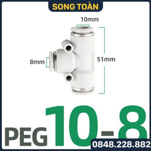 Tê Giảm Ống Khí Nén Đầu Nối Chữ T Thu Ống Mềm PU STNC YPEG Phi 4 6 8 10 12mm