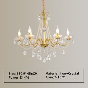 โคมไฟเหล็กดัดแวววาวสำหรับห้องครัวห้องนอนโคมไฟติดเพดานห้องนั่งเล่นดีไซน์ใหม่ K9 Lampu Gantung Kristal สไตล์อเมริกา