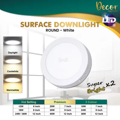 🔥3 Years Warranty🔥 LED Surface Downlight 12W 18W 24W 36W Ceiling Light Black LED Surface Mount Lampu Siling