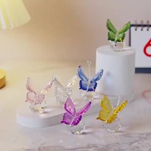 Sacesr Crystal Butterfly Sculpture Glass Ornament Transparent Color Butterfly Decorative Figurines Home Decoration Accessories 4Y1Z7