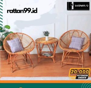 KURSI TERAS ROTAN SET  DEPAN RUMAH KURSI SANTAI KURSI TAMU MINIMALIS MURAH RATTAN99.ID
