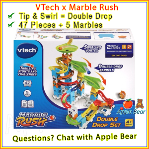 VTech Marble Rush Tip & Swirl Discovery Starter Set Double Drop Age 4+ STEAM STEM Run / AppleBear