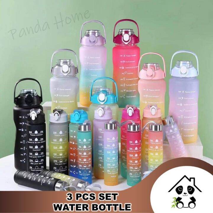 3pcs set Water Bottle With Straw Large Capacity Bottle 2L&900ML&390ML ...