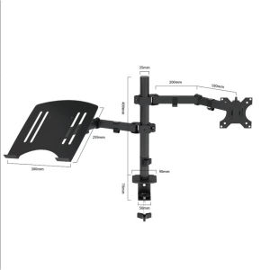 【SH】Monitor Stand With Laptop Tray Dual Arm Desk Mount Fully Adjustable Monitor Mount Stand17-30 inch