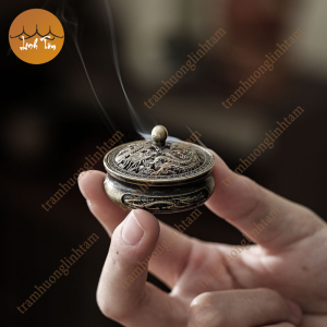 Lư hương đồng mini hình long phụng lư xông trầm hương vật phẩm phong thuỷ