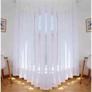 Gorden vitrase abu-abu dan putih polos transparan dalaman gorden model kawat s plisket