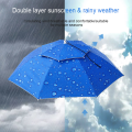 Foldable Double-Layer Anti Rain UV Sun Protection Golf Fishing Umbrella Hat Hiking Camping Beach Headwear Cap Payung Topi. 