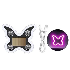 HENRYQ Wireless Car Solar LED Light Light/Vibration Sensor Butterfly Shaped Atmosphere Breathing Lamp Romantic Multi-modes Car Window Neon Light Car Interior