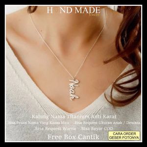 kalung nama titanium anti karat anak dewasa kalungnama aksesoris wanita necklace titanium aksesoris fashion