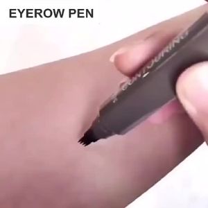 5 Colors Waterproof Liquid Eyebrow Pencil Long Lasting 4 Fork Tips 3D Eye Brow Tattoo Pen Black Brown Makeup Eyebrow CosmeticsKJK  No.1