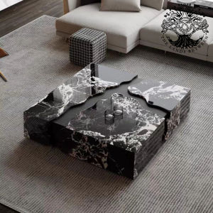 Bàn trà sofa bàn phòng khách bàn cafe nội thất nhập khẩu mẫu bàn Lavar đá cẩm thạch hình vuông 1m kiểu Ý tối giản