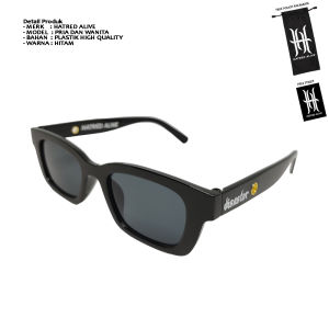 Sunglasses Pria Wanita Frame Persegi Panjang Style Fashion Korean Gaya Vintage Retro Distro Brand HATRED ALIVE Viral Kualitas Premium Code E3