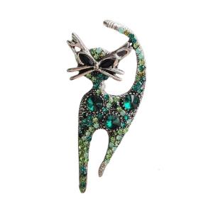 Elegant Rhinestones Cats Brooch Enamel Animal Lapel Pin Stylish Business Event Accessory for Fashion Enthusiasts