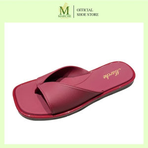 Marche Womens Trendy Korean Version Flat Square Toe Slippers Comfortable Outerwear Summer Beach Slippers for Casual Wear Girl Slide Flipflop Walking Shoes