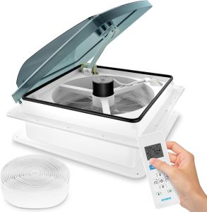 Kohree 14" RV Vent Fan 10 Speed Reversible: 12V Super Quiet RV Roof Vent Fan for Camper Trailer Bathroom RV Exhaust Fan with Remote Control Temperature & Rain Sensor Removable Screen