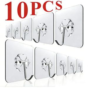 [buy3take7]Transparent Adhesive Wall Hook Reusable Antiskid Traceless Heavy Duty Stick on Bathroom Kitche