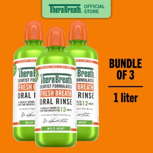 [Bundle of 3] TheraBreath Fresh Breath Oral Rinse Mild Mint 1000ml
