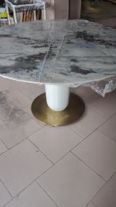 Slate Round Dining Table with Turntable White Dining Table Solid Wood