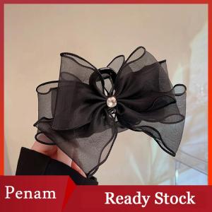 [PAM] Fashion Tulle Big Bow Hair Claw Clips for Women Elegant Bowknot Hairpin Ponytail Clip Sweet Headdress Hair Accessories