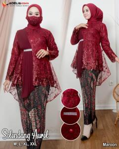 Kebaya Salendang Tile Full Puring Dan Rok Plisket  Batik Premium Adzani Fashion
