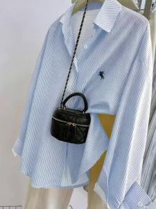 Womens Long-Sleeve Blouse Womens Striped Knight Print Front Button-Up Casual Long Sleeve Shirt 2026
