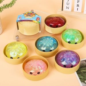 Glitter Dumpling Squishies Toy Bun Baozi Dumpling Mystery Box Colorful Food Squishy Sensory Fidget Toy Anti Stress Squeeze Balls