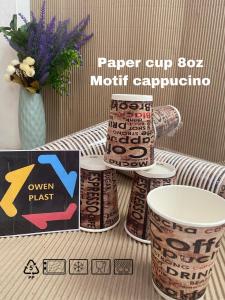GELAS KERTAS/PAPER CUP/GELAS KOPI KERTAS/GELAS SEKALI PAKAI/GELAS KOPI CAFE/GELAS UNIK UKURAN 8 OZ ISI 50 PS GELAS KOPI MOTIF ECER DAN GROSIR TERMURAH