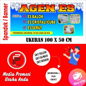 Banner Agen Es / Banner Ages Es Balok / Spanduk Agen Es / Banner Ukuran 100 x 50 cm