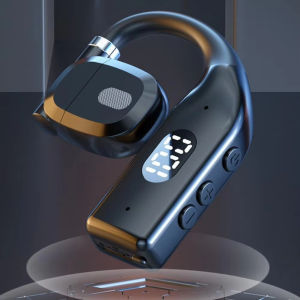 Beiziye Business Bluetooth 5.3 Headphones Rotatable Ear Hook Wireless Headset Digital Display HiFi Stereo Noise Reduction Over-Ear Desig For iPhone Duo
