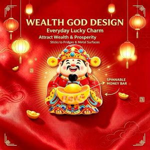 Maneki-neko Lucky Cat God of Wealth Fortune Rotating Decorative Magnets for Kitchen Office Home