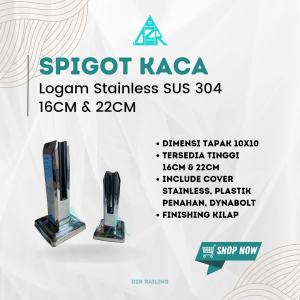 Spigot penjepit kaca railing tangga balkon / penjepit kaca stainless 16 cm & 22 cm