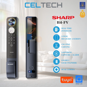 SHARP SMART LOCK H4-FV AI FACE ID + PALM VEIN RECOGNITION BANK GRADE FINGERPRINT PASSWORD SMART LOCK TUYA APP【2 YEARS WARRANTY】