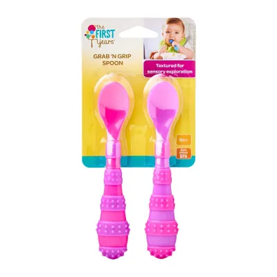 The First Years Grab N Grip Spoon 2Pk - Pink