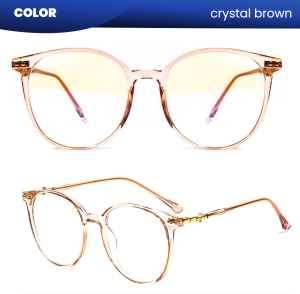 IOOI Eyewear -  Kacamata Bulat Fashion Metal PC Lensa Anti Radiasi Bluecromic Pria Wanita 83019