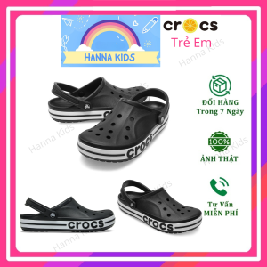 [TẶNG 12 STICKER] - Dép sục Cross Baya cho bé trai bé gái trẻ em Cros màu Đen HannaKids giày xục Croc Clog Kid quai ngang nam nữ xuất khẩu tặng Sticker - Thế Giới Cross