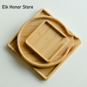 Chinese Bamboo Food Tray Puer Tea Box Open Knife Pry Tea Plate Home Breakfast Tray Cake Tray Flower Pot Bonsai Gardening Holder