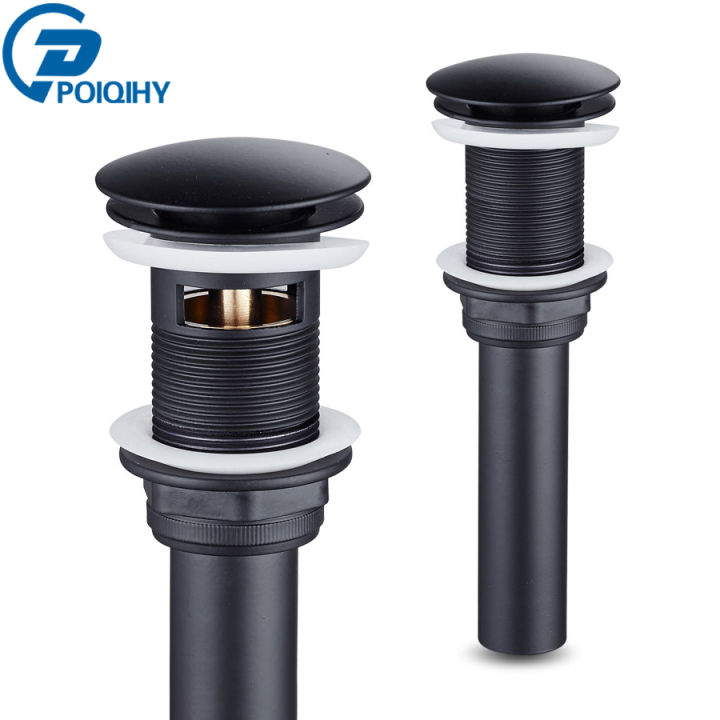 POIQIHY Matte Black Bathroom Lavatory Basin Sink Pop Up Drain Dual